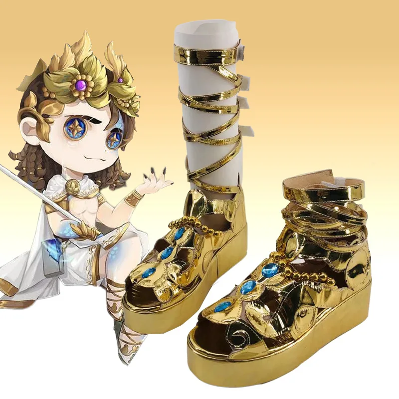 Game Identity V Luchino Diruse Golden Skin Shoes Cosplay Boots Comic Halloween Party Professor Cosplay Costume Prop Anime Shoe