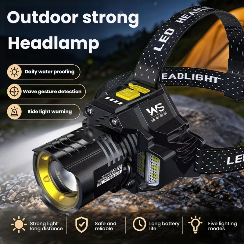 New Outdoor Rechargeable Powerful LED Headlight High Power Portable Emergency Lighting Waterproof Portable Hanging Night Light