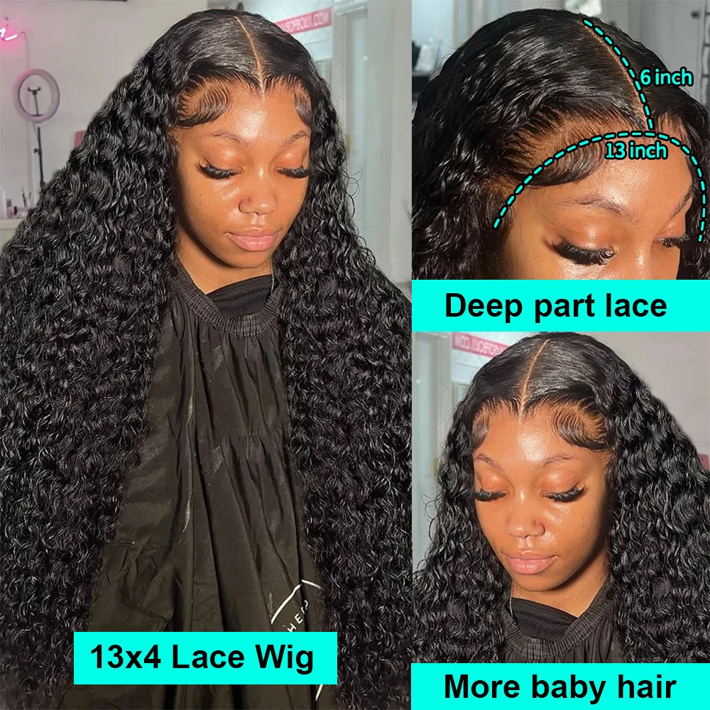 Peluca de cabello humano Remy para mujeres negras, postizo de onda profunda 360 HD, con cierre de encaje frontal, 13x4 HD, transparente, brasileño, 4x4 HD
