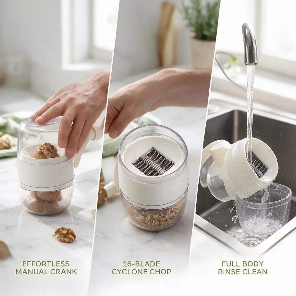 1pc Dried Fruit Grinder Garlic Masher Manual Kitchen Gadget Ginger Nut Crusher Hand Cranked Processor Labor Saving