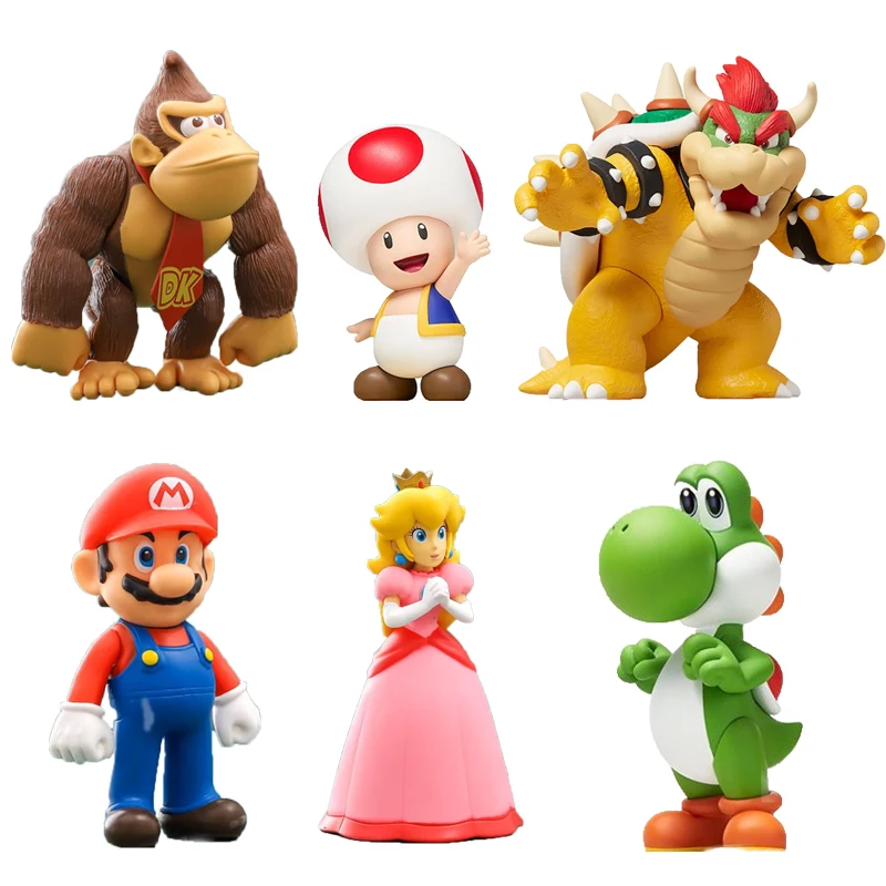 Super Mario Bros PVC Action Figure Toys Dolls Model Set Luigi Yoshi Donkey Kong Mushroom for kids Children's holiday gifts