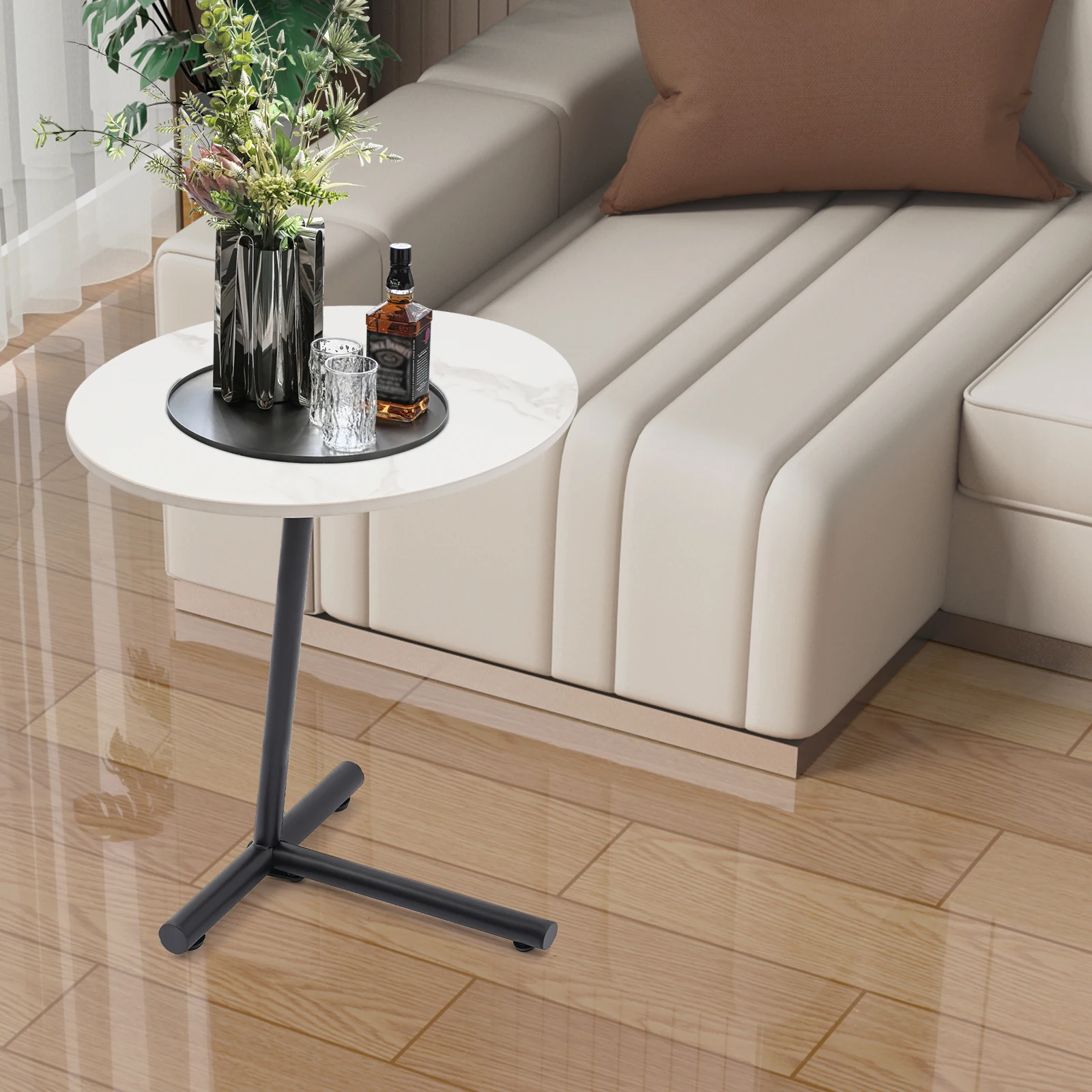 Side Table Modern Round End Table 33.07 lbs Load-bearing for Living Room, Bedroom, Balcony, Office, Etc