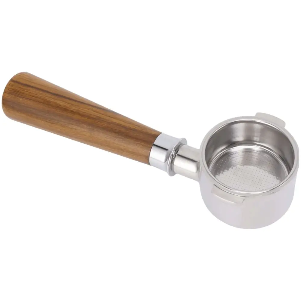 51mm Size Bottomless Portafilter Rosewood Handle Stainless Steel Basket Coffee Portafilter 2 Ear Design Compatible Replacement