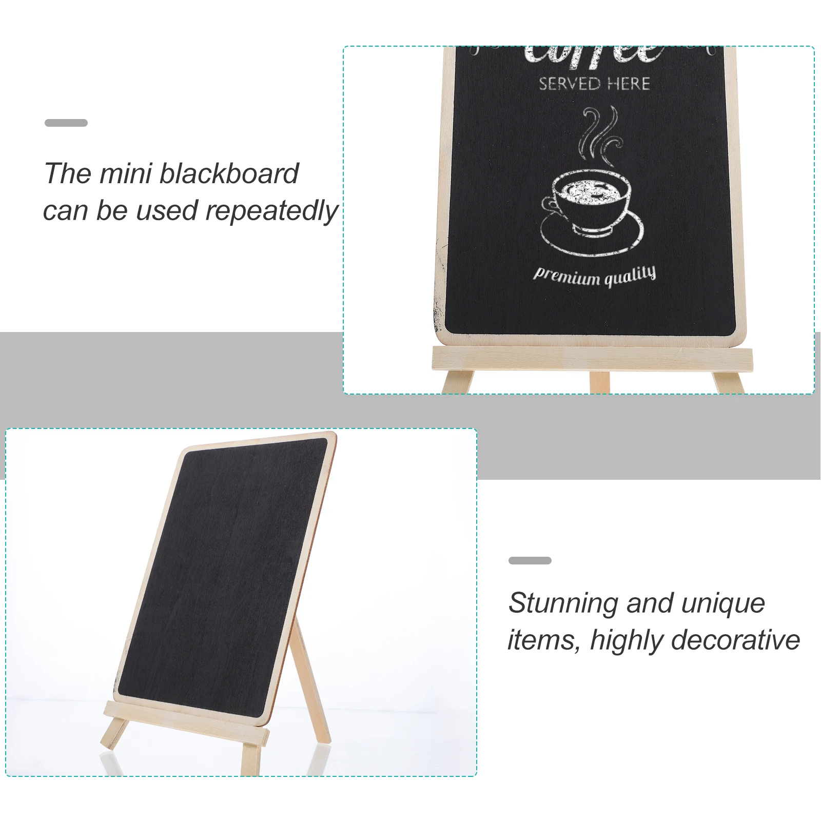 

5pcs Vintage Wooden Signs Tabletop Vertical Writing Board Mini Blackboard With Base For Home Office Wedding Decor