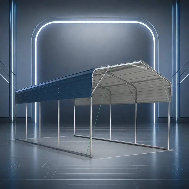 Semi Enclosed Carport Outdoor Metal Parking Shed Waterproof Sunshade Awning for Private Vehicle Iron Sheet Garage Shelter