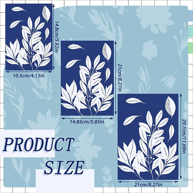 50 Sheets Sun Print Paper Cyanotype Paper A4 A5 A6 Solar Drawing Paper Sensitivity Nature Printing Paper for Kids Adults-A51M