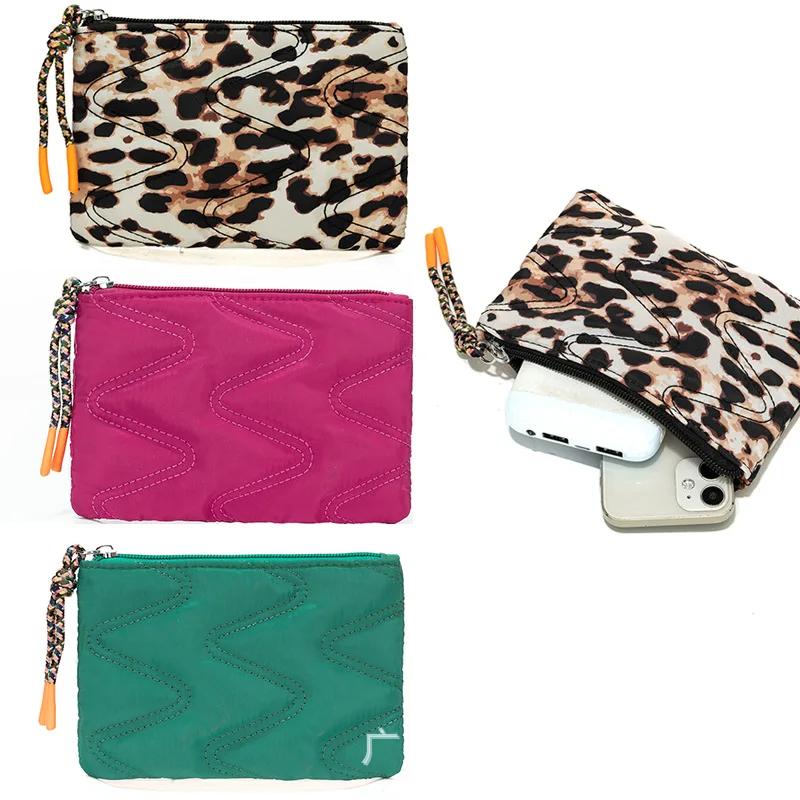 

5pcs Coin Purses Women Nylon Leopard Plain Print Short Wallet