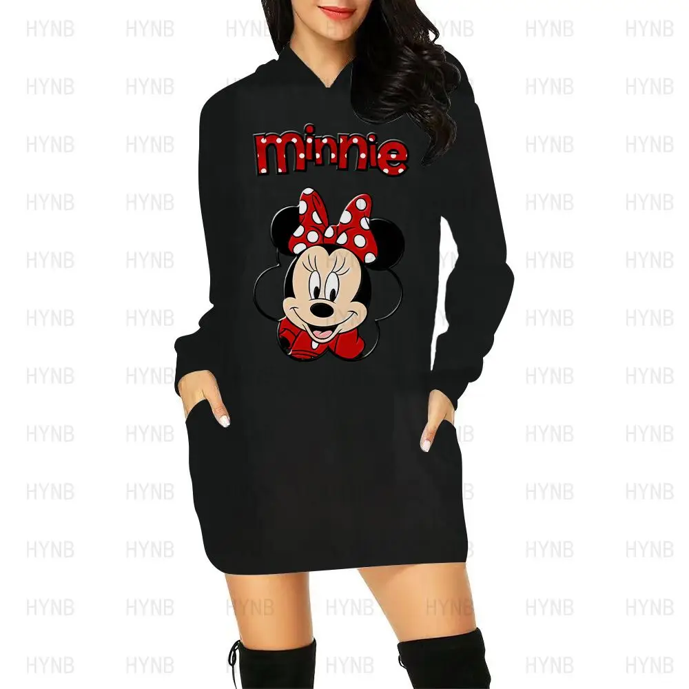 Disney Prom Dresses Mini Dress Mickey Kawaii Minnie Mouse Sexy Hoodie Women 2022 Long Sleeves Elegant Sweater Dress Y2k Women's