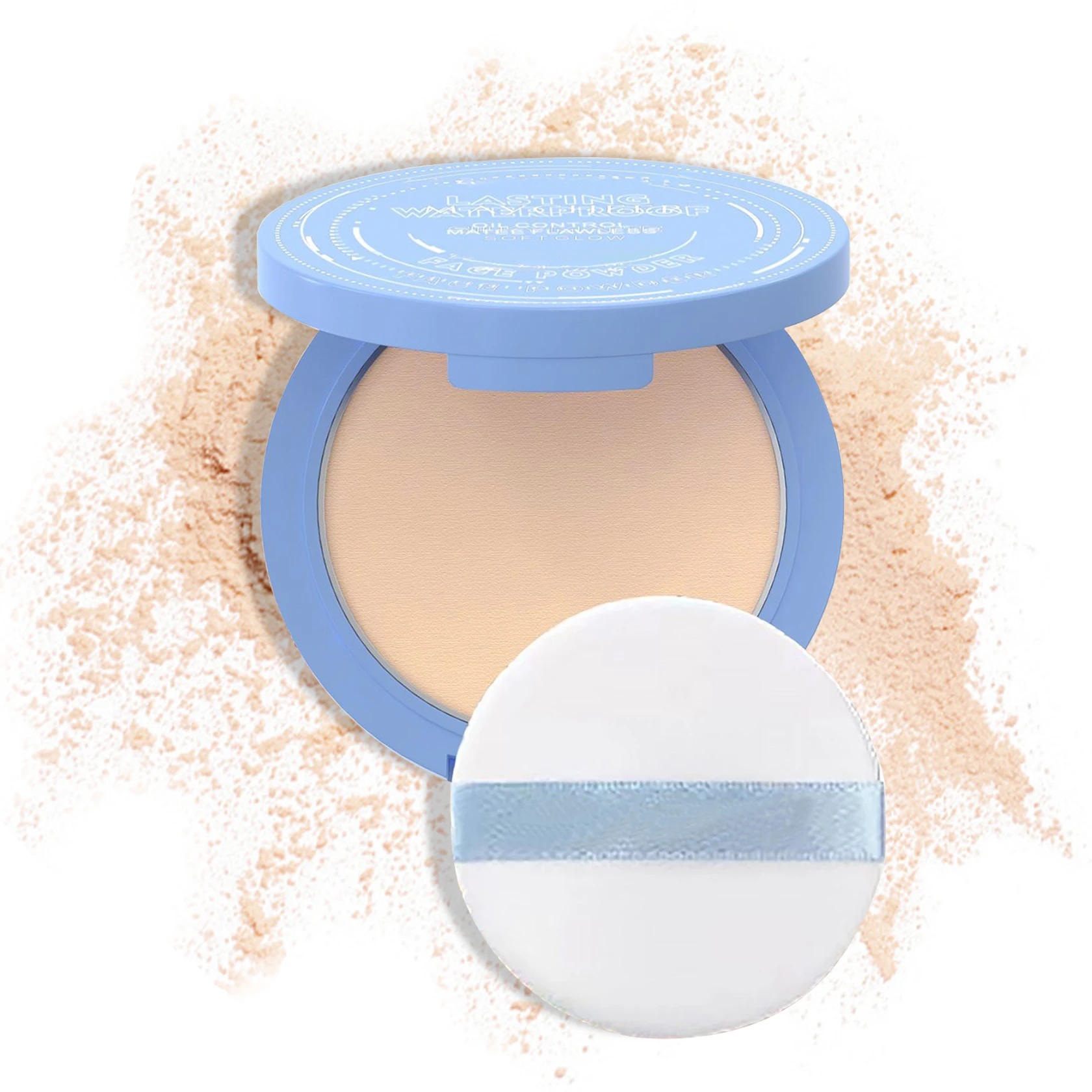 Oil Control Face Pressed Powder,Matte Smooth Flawless Finishing Powder Makeup,Lightweight Waterproof Long-Lasting Setting Powder