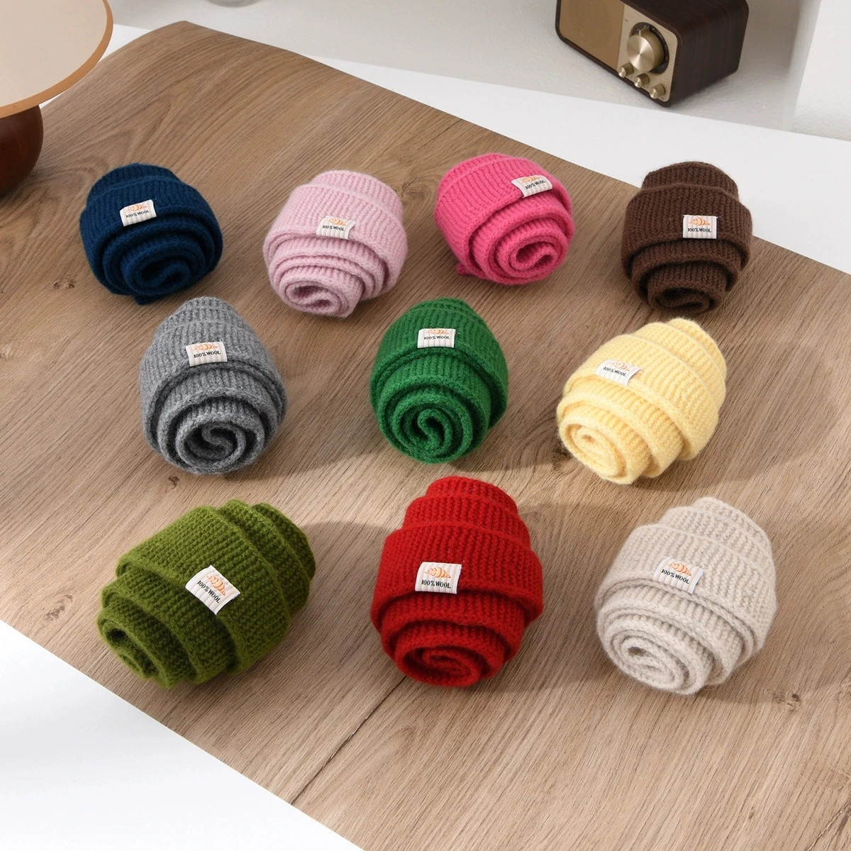 100% Wool Kids Adult Wool Scarf Girl Women Winter Narrow Long Scarf Croissant Style Cozy Triangle Neck Warmer Chic Knitted Scarf