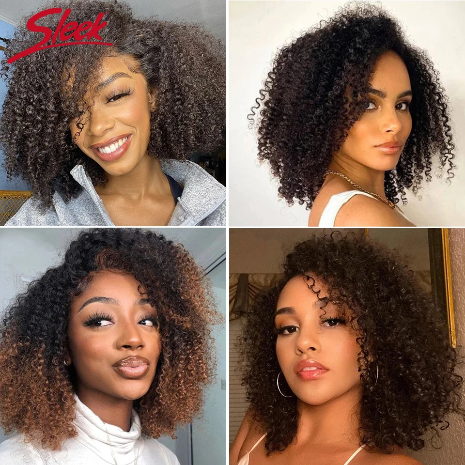 Sleek Afro Kinky Curly Black Human Hair Wigs Ombre T1B/30 Malaysia Curly Machine Made Remy Cheap Human Hair Wigs