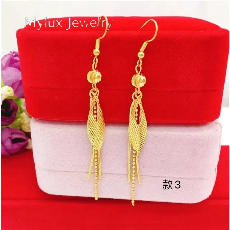 

Mylux Jewelry 24K real gold summer tassel earrings for women's fashion 9999 real gold earrings flower gold jewelry accessories