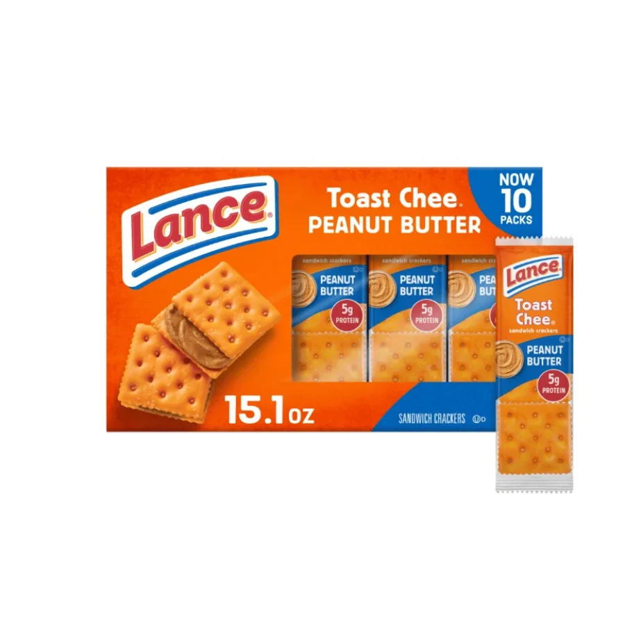 

Lance Sandwich Crackers ToastChee Peanut Butter 10 Individual Packs 6 Sandwiches Each