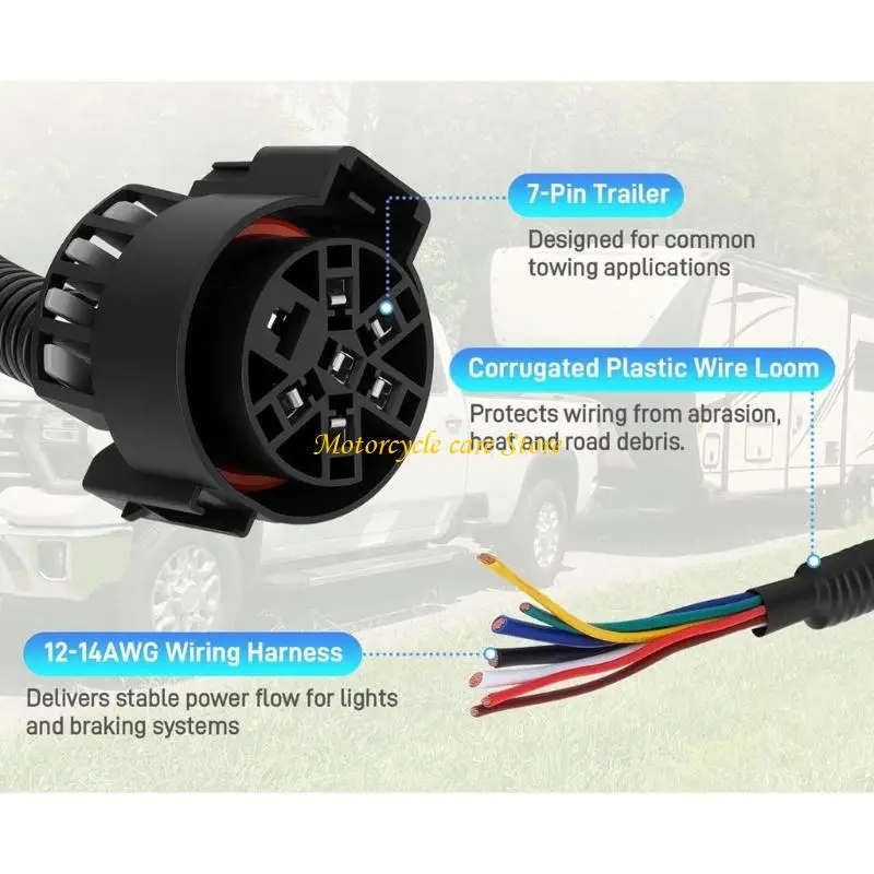 

U75F 7 Way & 4 Flat Trailer Tow Hitch Trailer Wiring Harness Set For Towing Vehicles