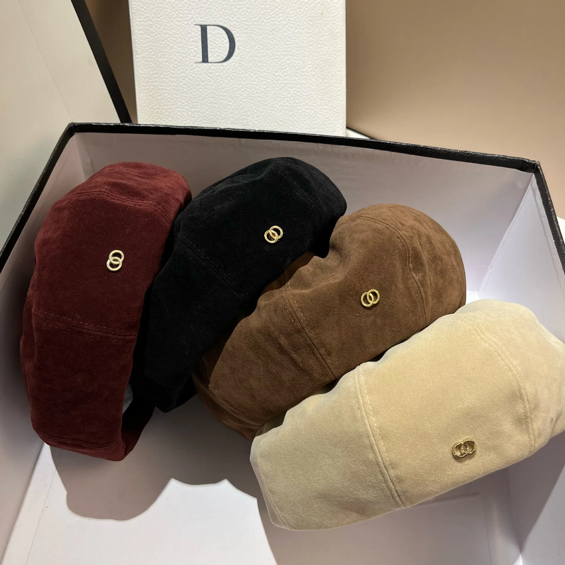 여성용 스웨이드 베레모, 2025 가을 겨울 밀리터리 & 베이커보이 캡, 빈티지 슬라우치 피크드 캡