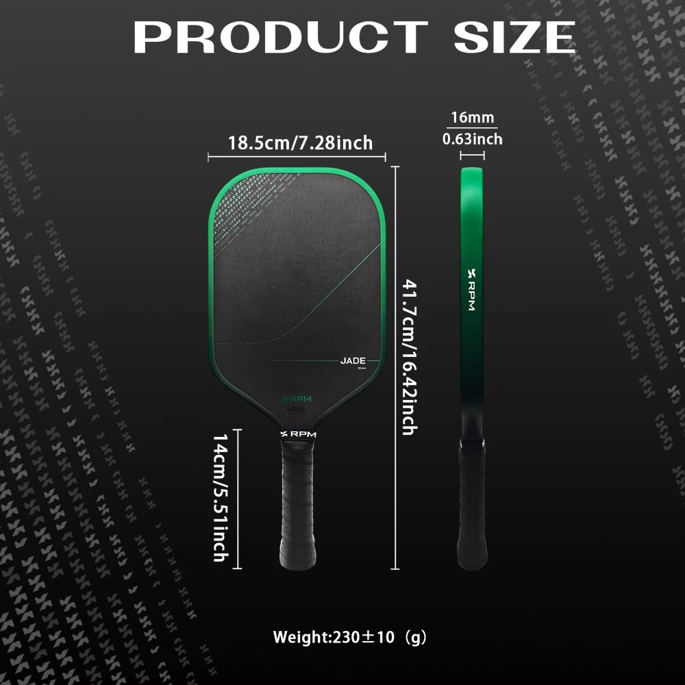 RPM Jade Thermogeformter Pickleball-Schläger mit Karborund-Oberfläche und MPP-Schaumkern für Verbesserten Spin, Geeignet für Fortgeschrittene Spieler – Detail 11