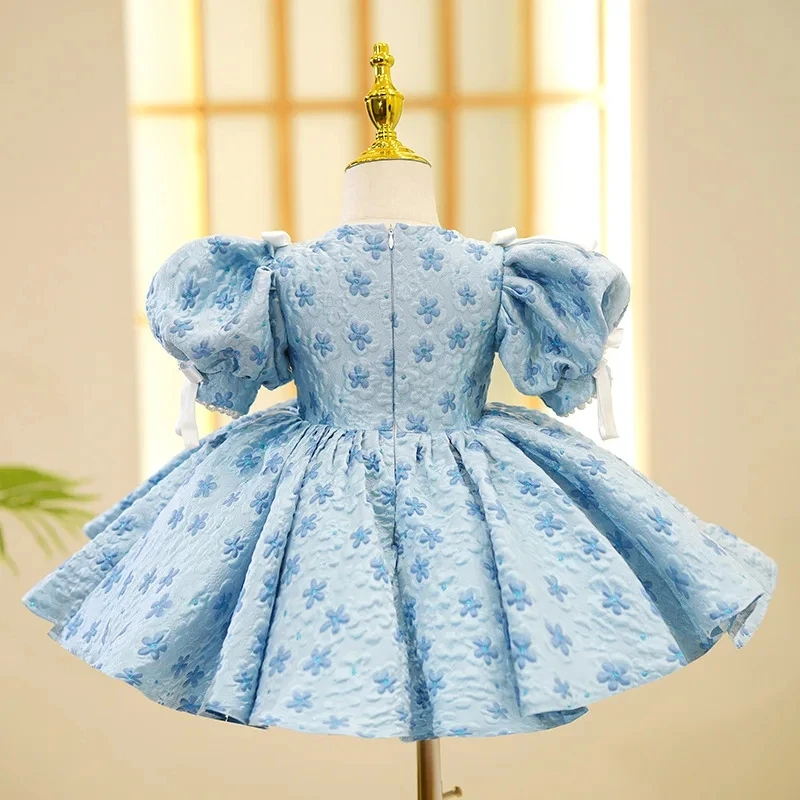 Vestido puffy de princesa infantil com laço, Vestido de noite, Florista, Aniversário do bebê, Primeiro ano, Coreano, 2024