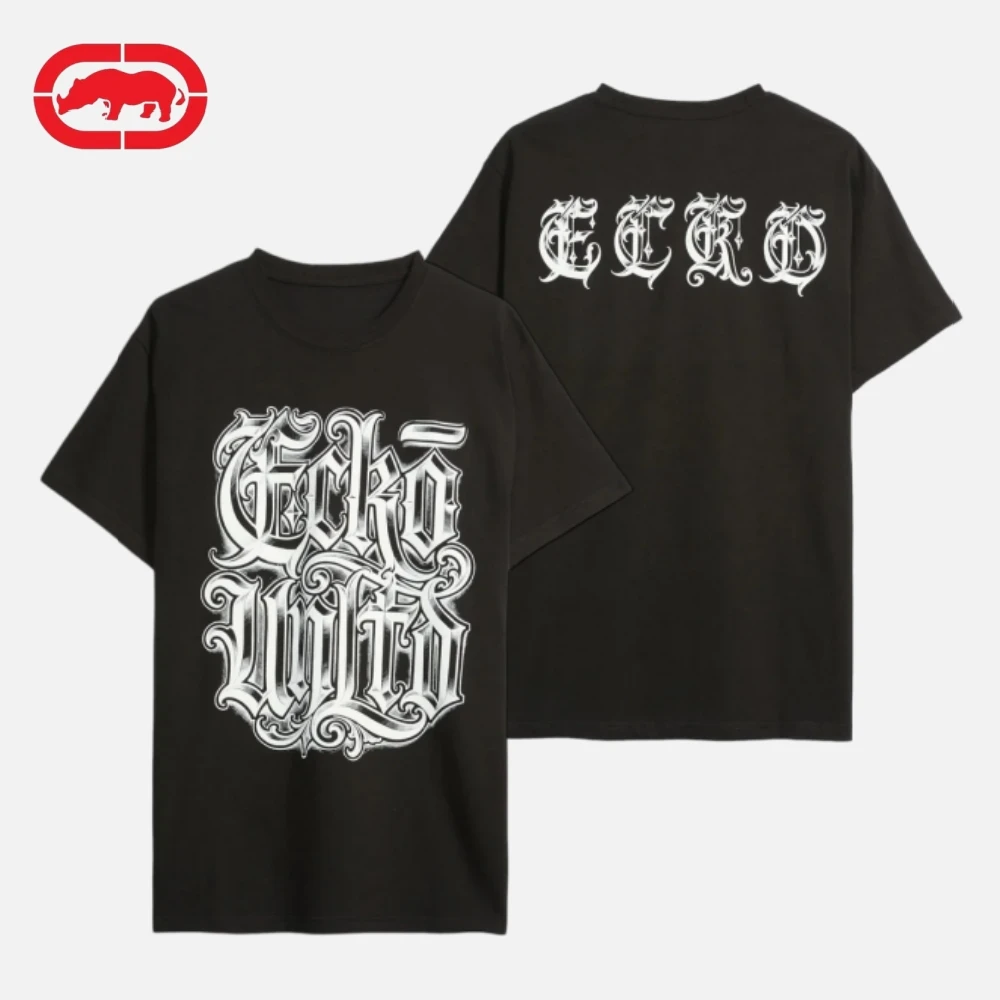 ECKO Engaged Gothic T-shirt, American street fashion hip-hop short sleeved, men's and women's ECKO T-shirts