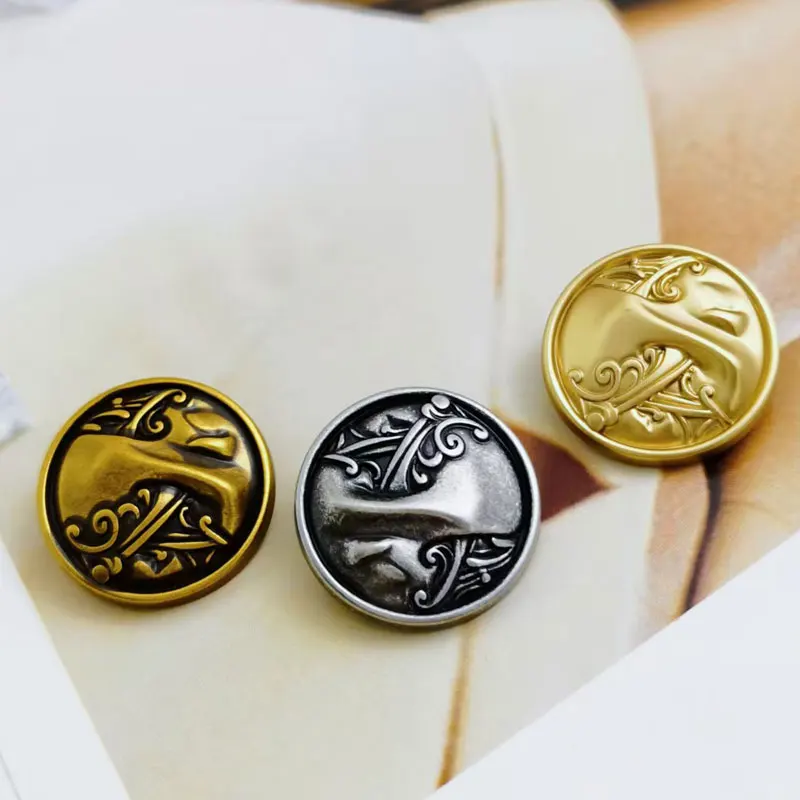 10pcs 18/23mm Retro Luxury Round Metal Buttons for Clothing Sewing Acessories DIY Craft Sewing Supplies Buttons Wholesale Button