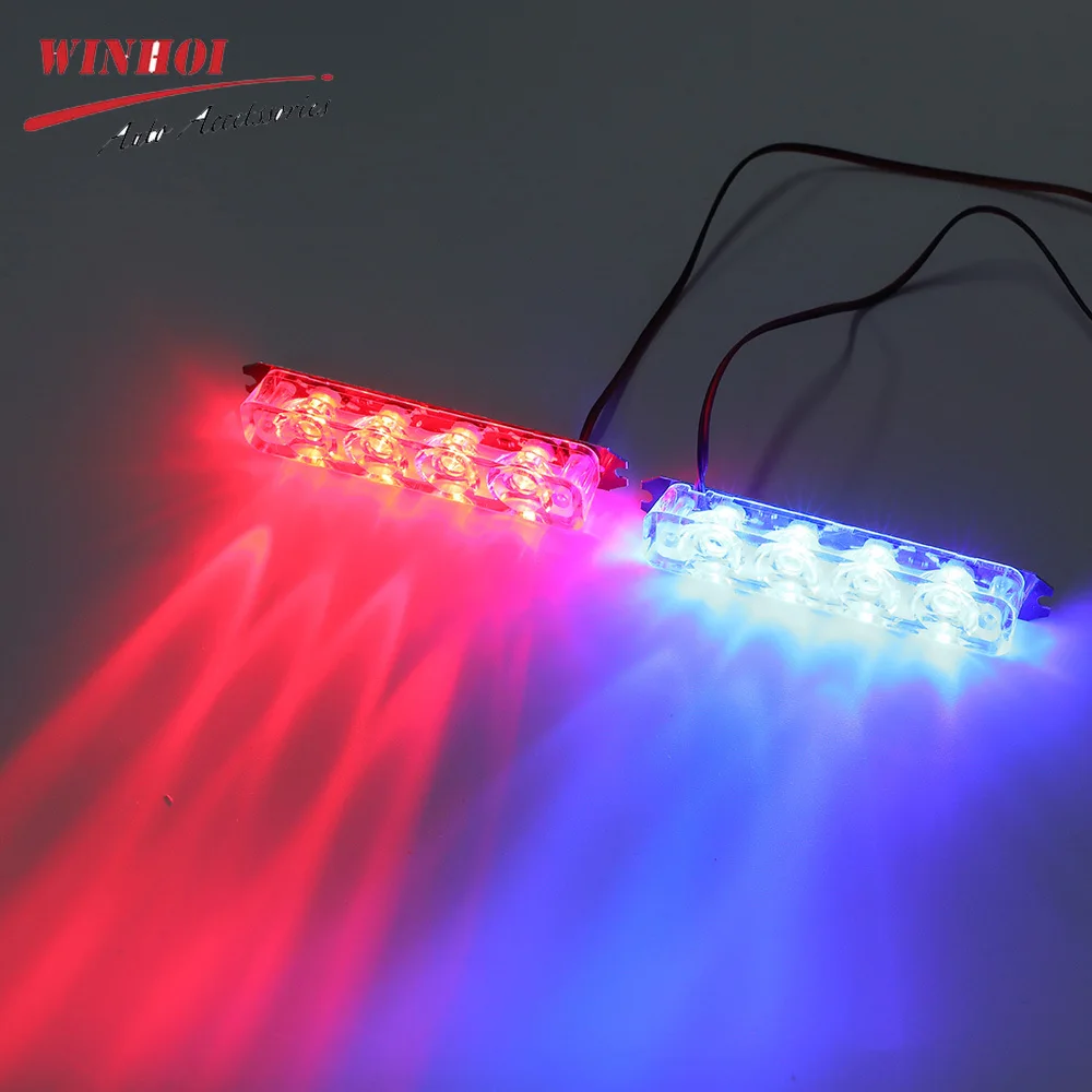6/4 led luzes estroboscópicas de advertência barra 12v âmbar azul vermelho polícia farol de emergência carro motocicleta estroboscópios segurança luzes da polícia