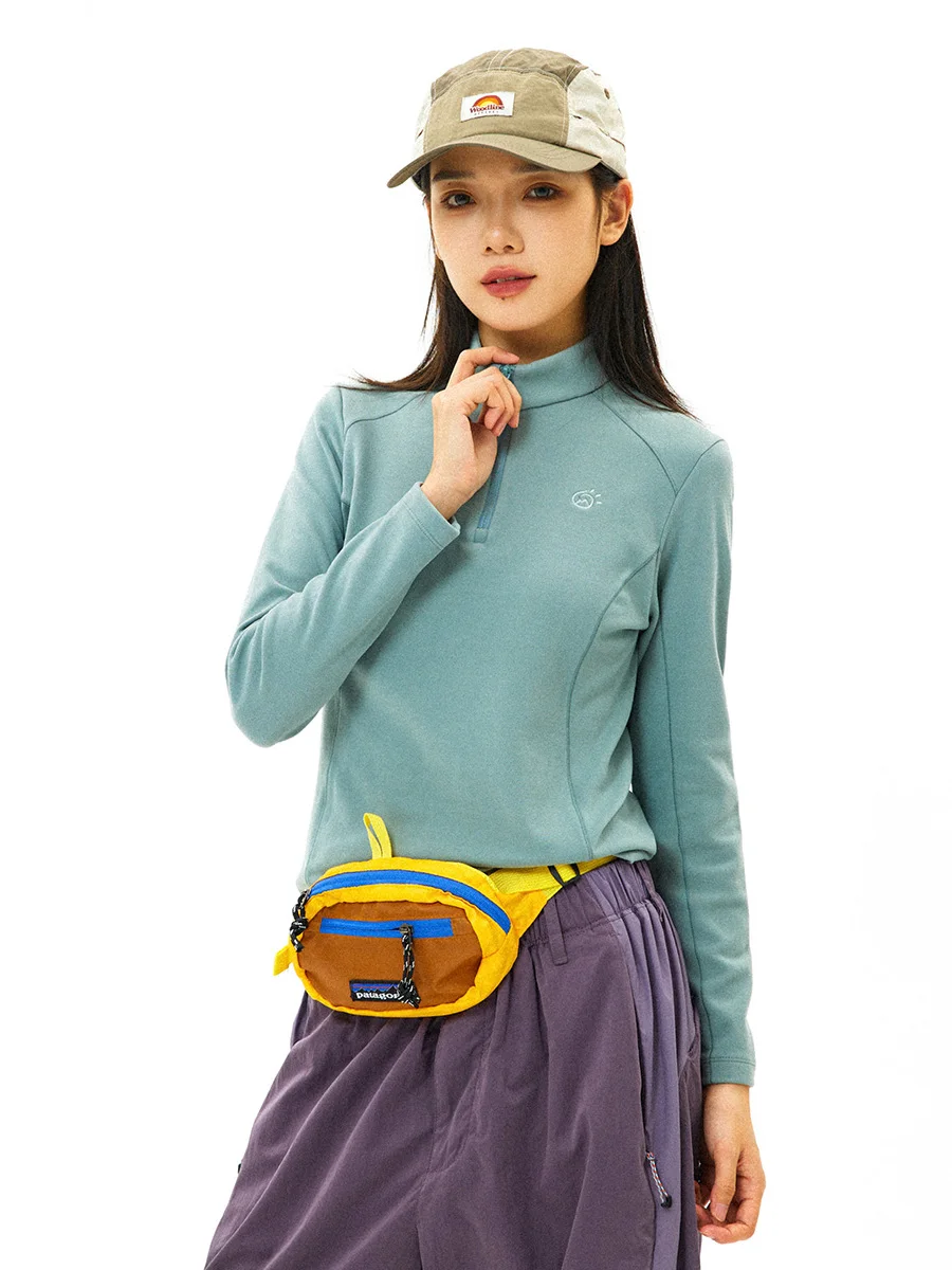 

Женская уличная футболка с длинным рукавом, двусторонняя, с высоким воротником, утолщенная, из полиэфирного волокна, дышащая, влагоотводящая