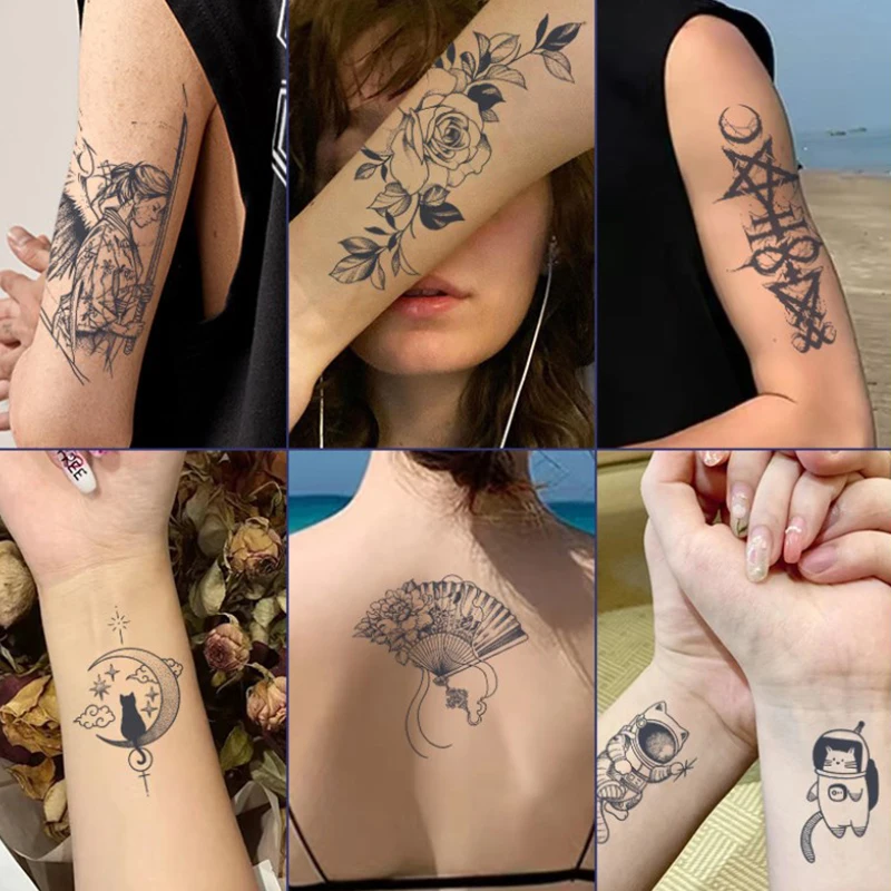 Pegatinas de tatuaje falsas de mariposa realista para niñas, tatuajes 3D temporales para brazo, pierna, pecho y cuerpo, tatuajes lavables