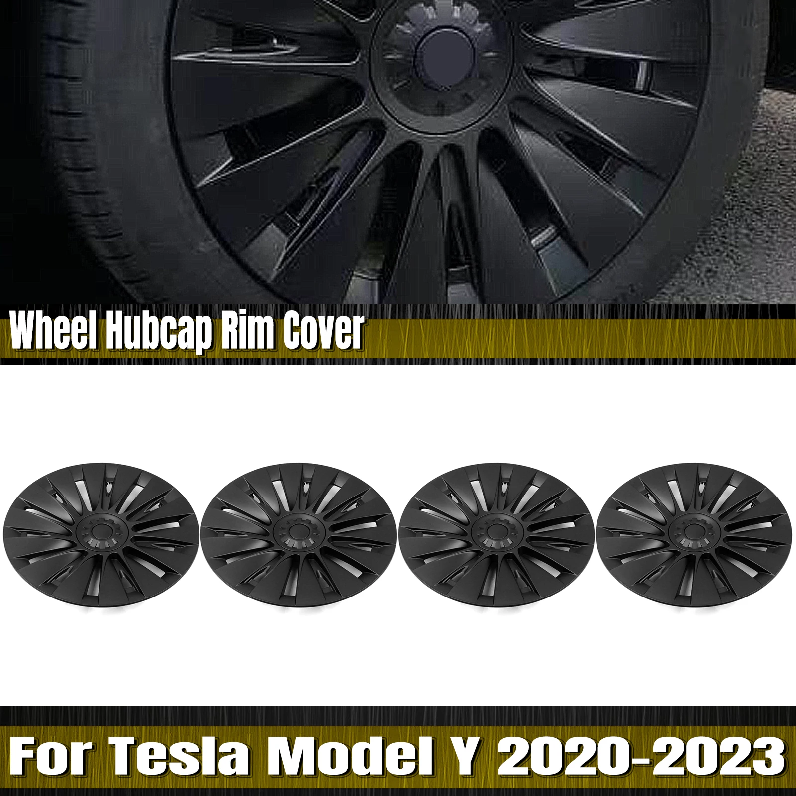 Matte Black 19 Inch Car Wheel Hubcap Rim Cover Hub Cap Automotive Part For Tesla Model Y 2020-2024