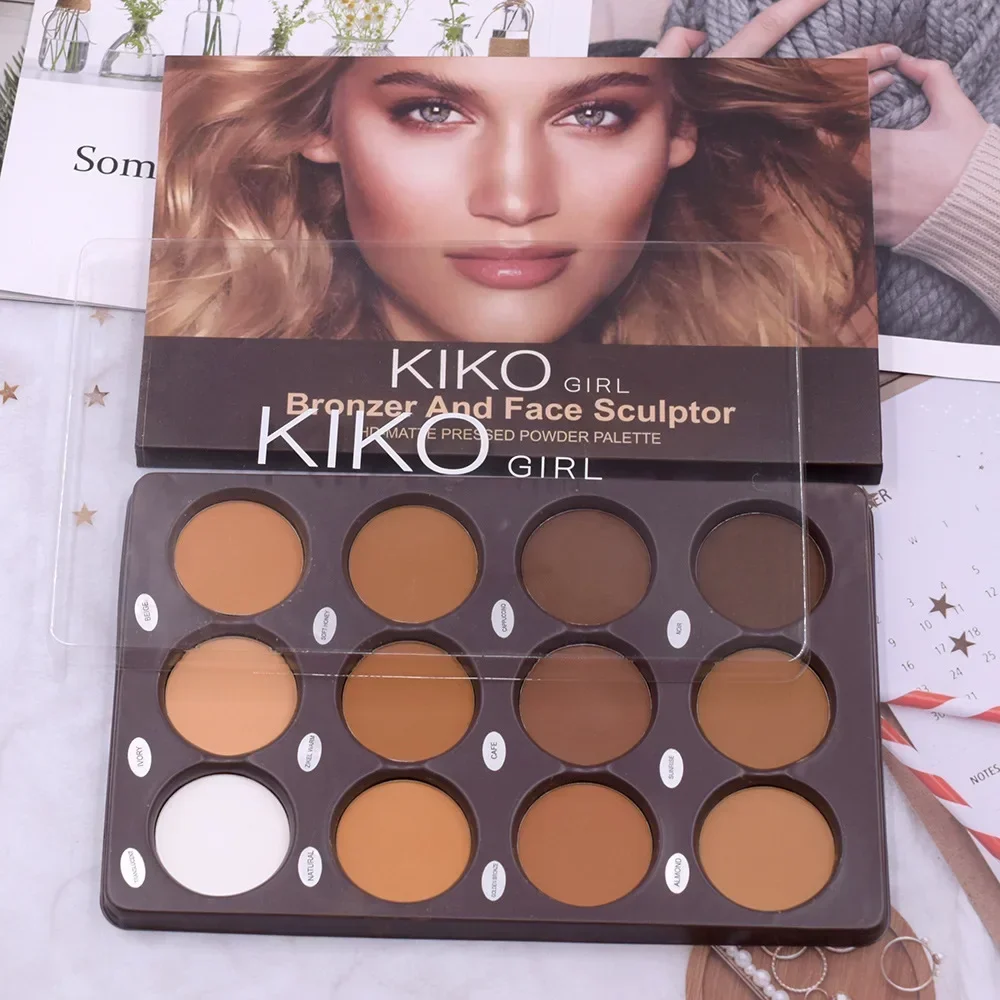 12 Colors kiko make up Contour Palette Face BronzerMake up Highlight Face Sculpting Matte Contour Palette bronzer powder