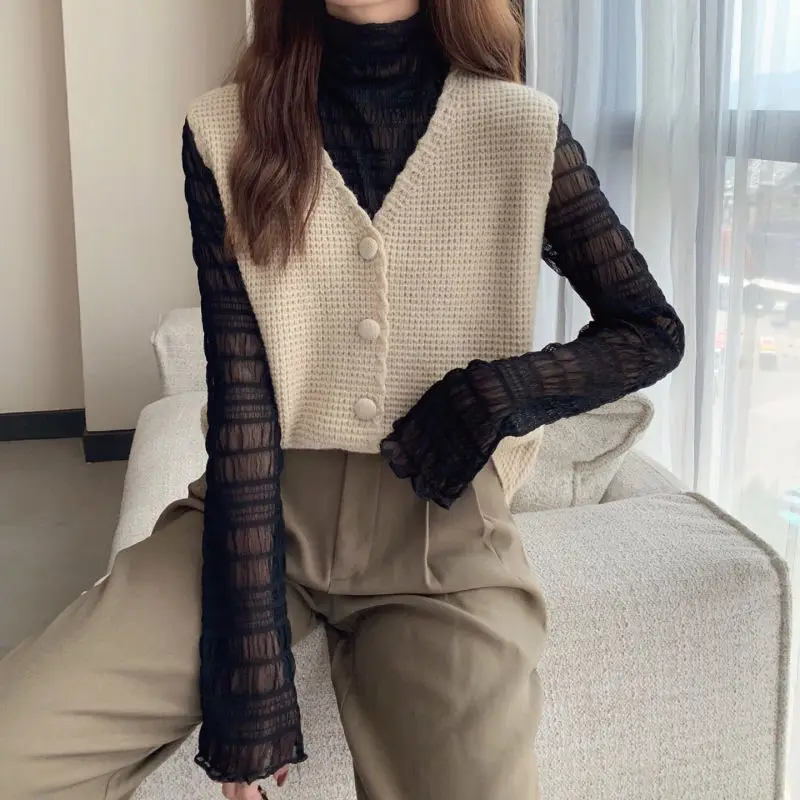 Sweater Vest Women Japan Style Loose V-neck Knitted College Ropa Lovely Minimalist All-match Harajuku Leisure Fashion Female BF