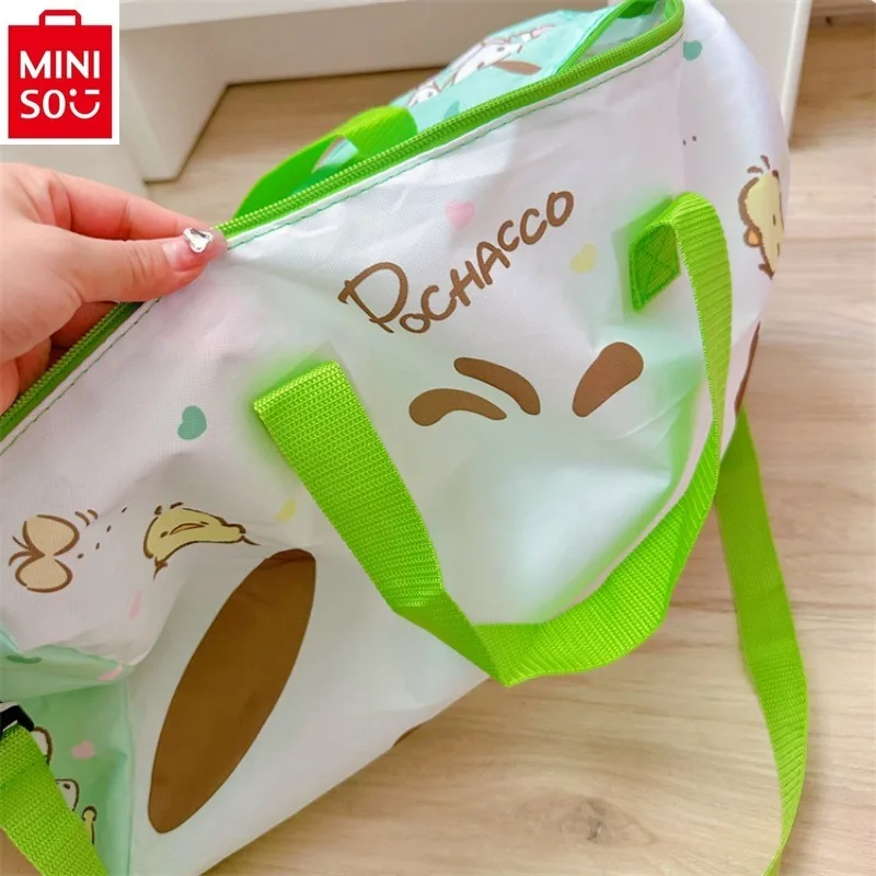 MINISO Sanrio Hello Kitty Kuromi borsa da viaggio pieghevole stampata borsa da viaggio portatile di grande capacità per studenti