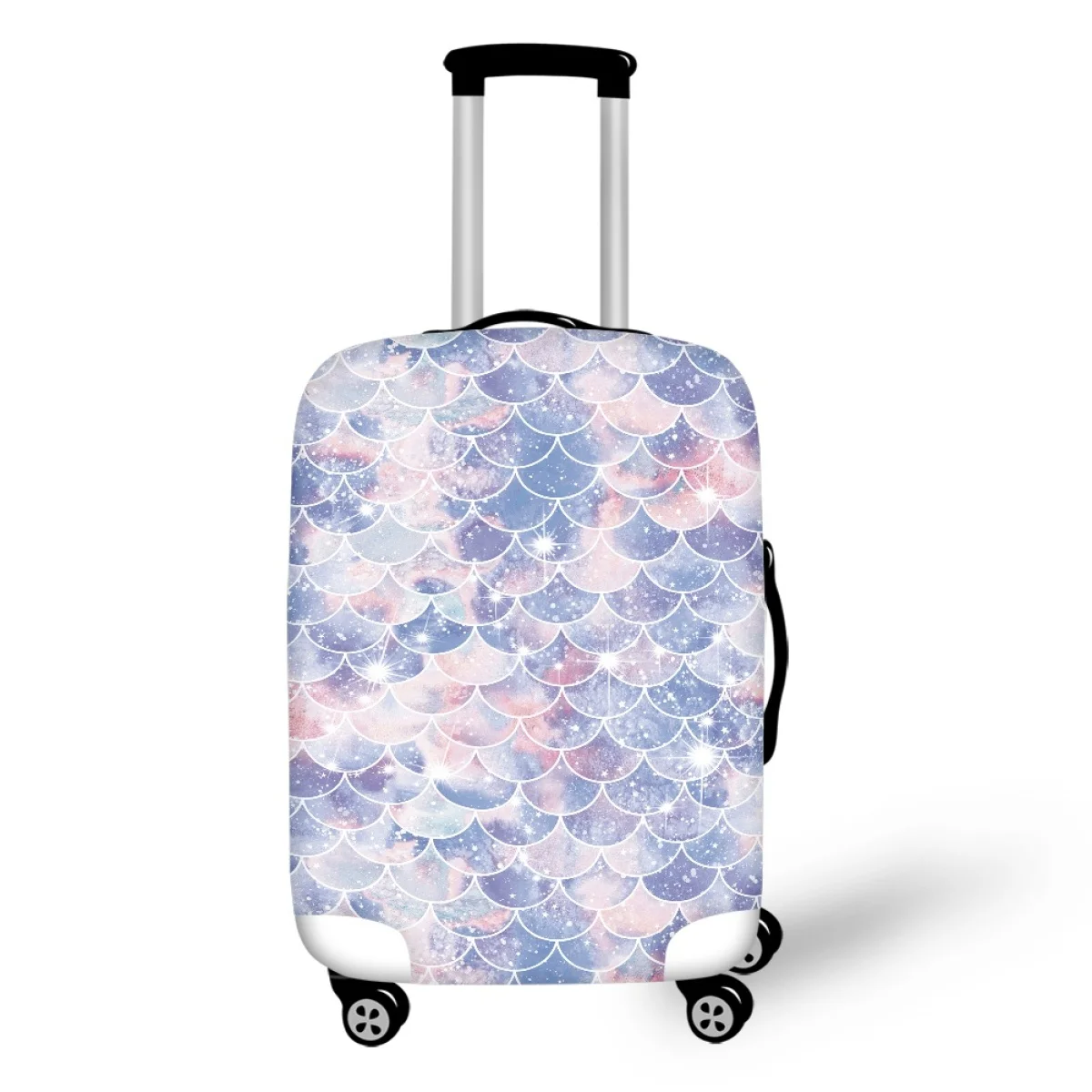 Mermaid Pastel Pink Purple Aqua Teal Printed Luggage Cover, Elastic Protection Suitcase Trolley Washable Cover for 18-32 Inch