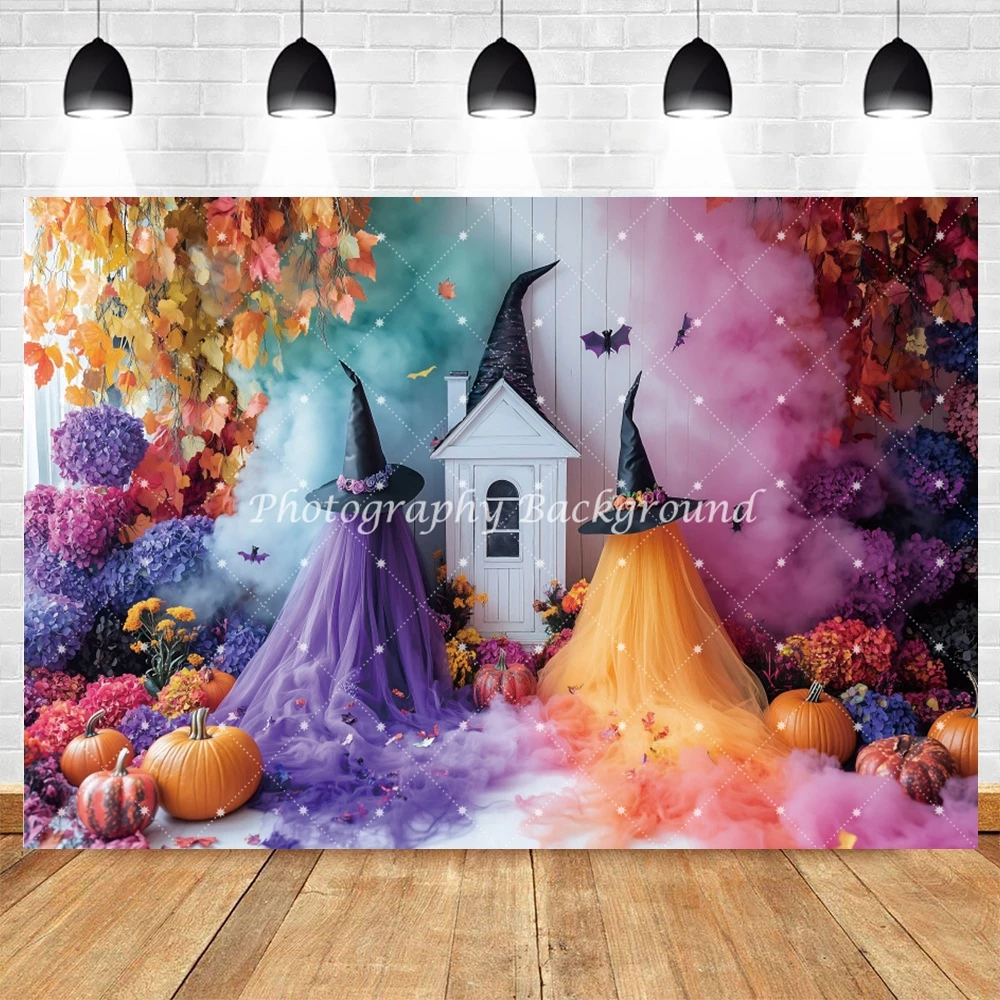 Halloween Backdrops Bat Pumpkin Evening House Kids Birthday Party Decoration Trick Or Treat Photography Kid Festival Backgrounds