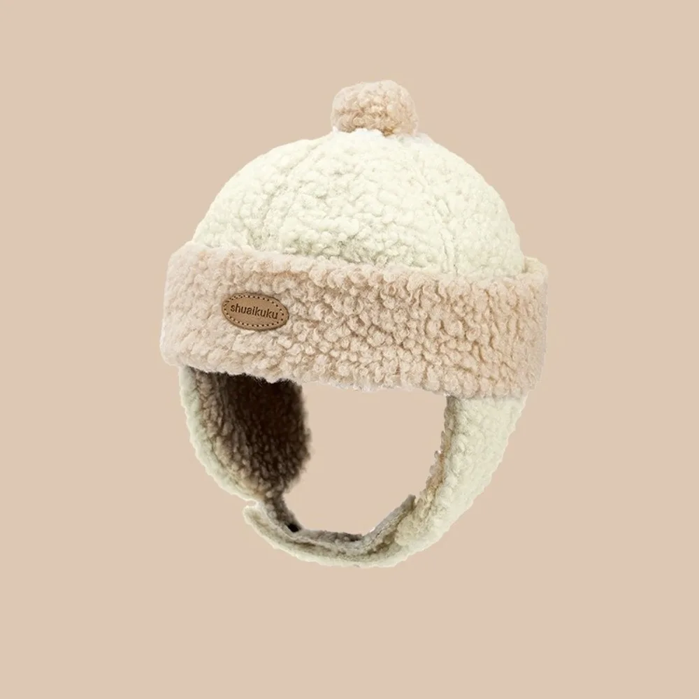 

New Warm Lei Feng Hat Windproof Lamb Down Pullover Cap Coldproof Ear Protection Hat for Outdoor Cycling Skiing
