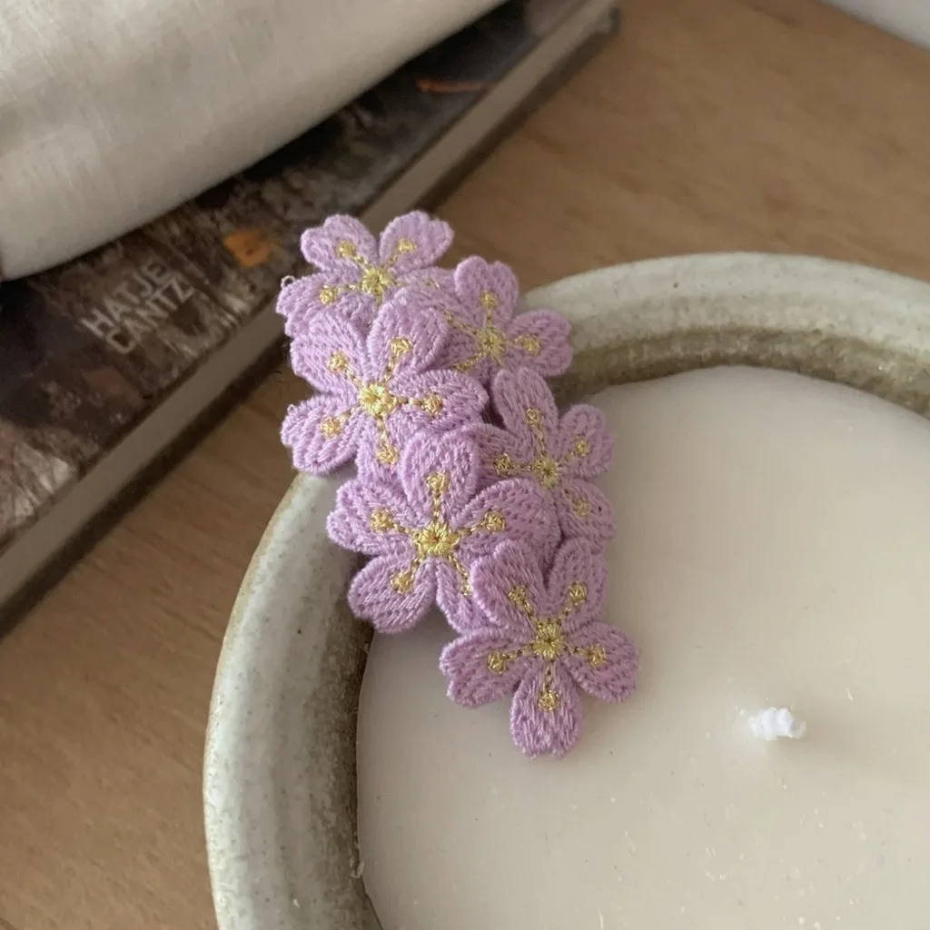 Girls Hair Jewelry Knit Embroidered Floral Hairpin Cherry Blossom Hair Clip Three-Dimensional Knit Fabric Hair Clips For Daily