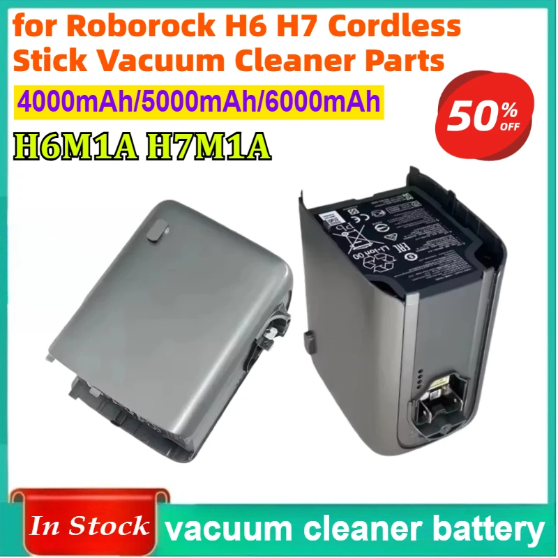 

4000mAh-6000mAh H6M1A H7M1A Replacement Battery for Roborock H6 H7 Cordless Stick Vacuum Cleaner Parts