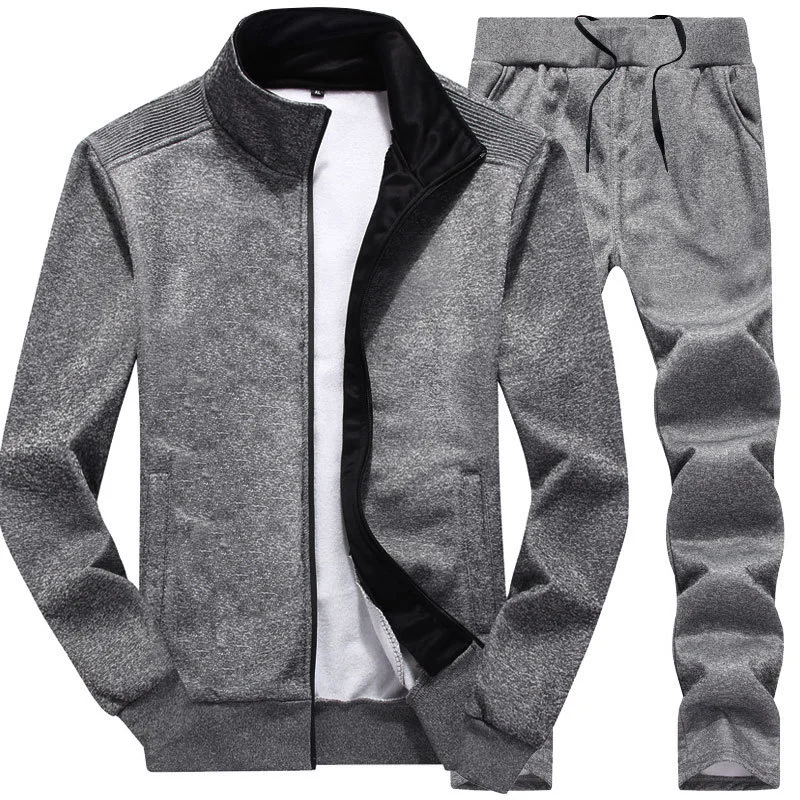 

Весенне-осенний спортивный костюм, мужской кардиган с воротником-стойкой, толстовка, повседневный модный тренд, мужской комплект из двух предметов