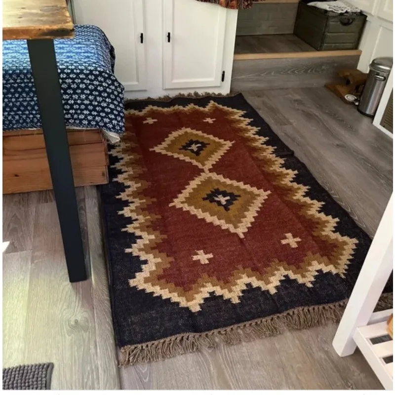 

Rug Handmade Kilim Wool Jute Vintage Carpet Living Room Dinning Hallway Area Rug