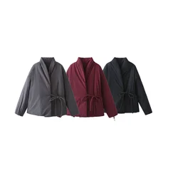 2024 Autumn New Women's Clothing Style Fashionable and Versatile Design Sense Double breasted Kimono style Cotton Jacket