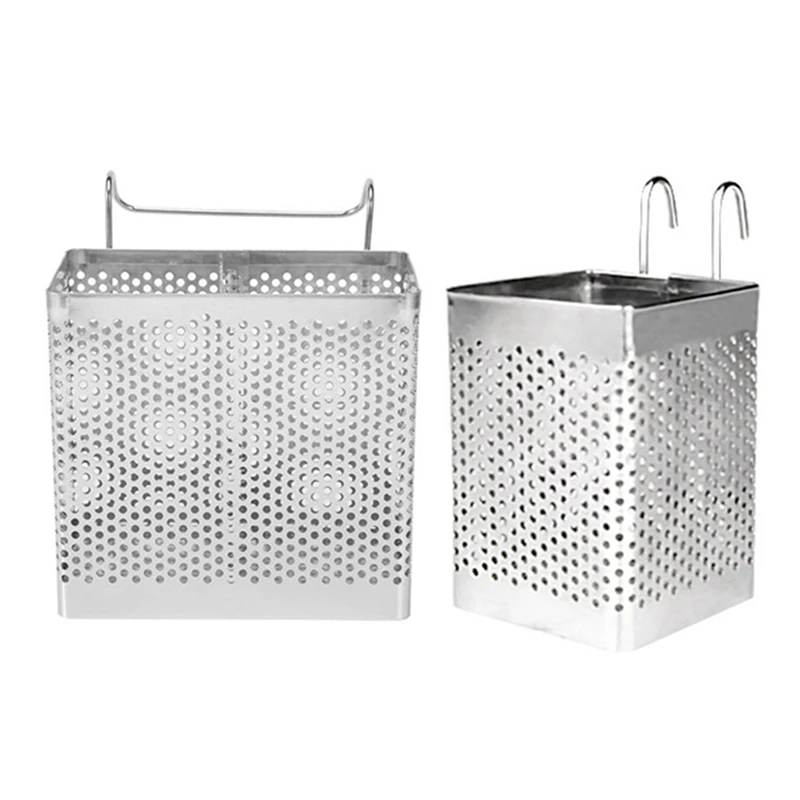 2PCS Stainless Steel Chopsticks Holder Hanging Cutlery Drying Basket