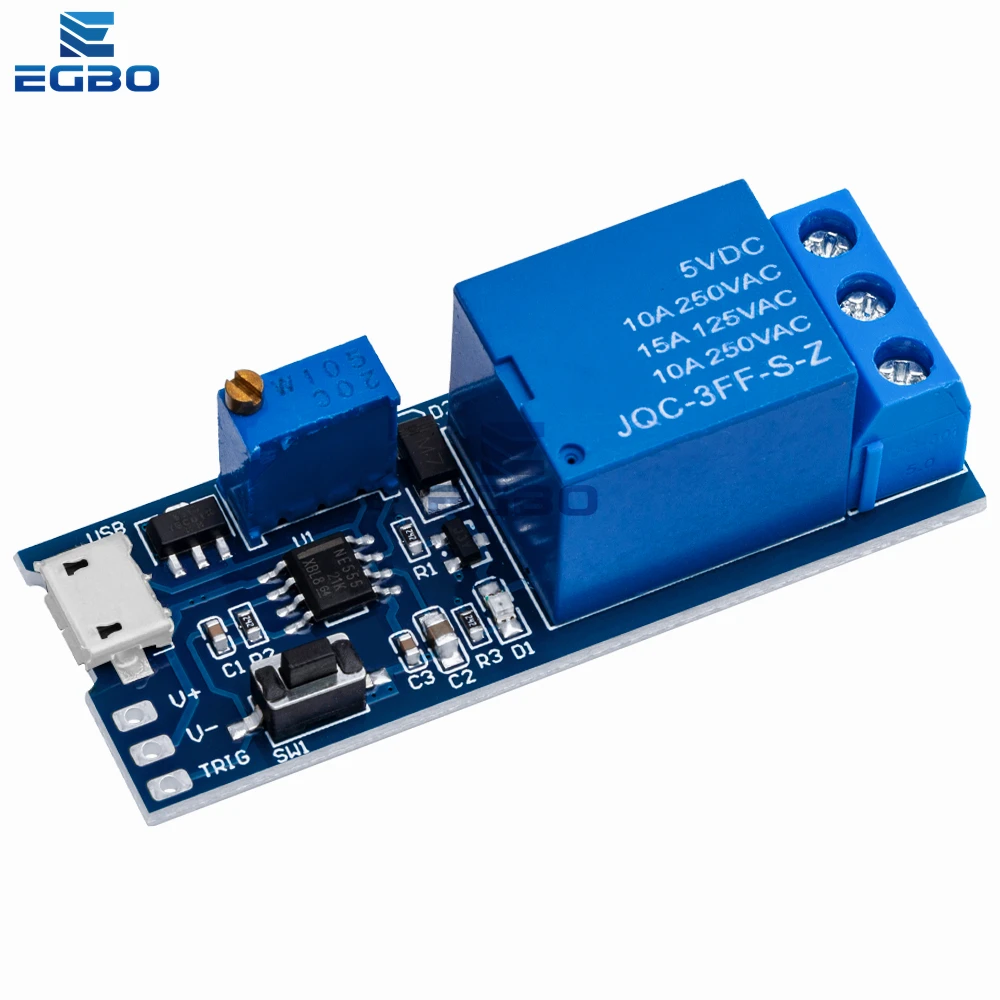 1PCS~10PCS EGBO 5V-30V Delay Relay Timer Module Trigger Delay Switch Micro USB Power Adjustable Relay Module