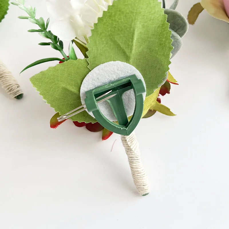 Bouton niere Braut Hochzeit Zubehör Handgelenk Corsage Brautjungfern rote Rosen künstliche Blumen Knopfloch Ehe Brosche Männer Stifte