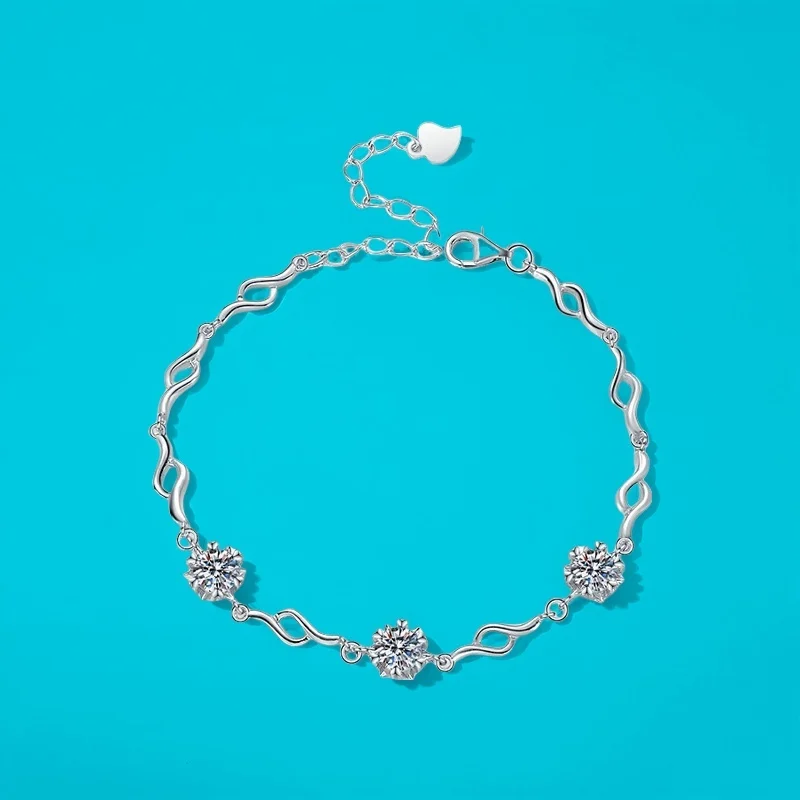 

1.5CT S925 SILVER SIX CLAW SNOWFLAKE PENDANT BRACELET FOR WOMEN GBA CERTIFIED PREMIUM CHIC TRENDING VERSATILE JEWELRY MOISSANITE