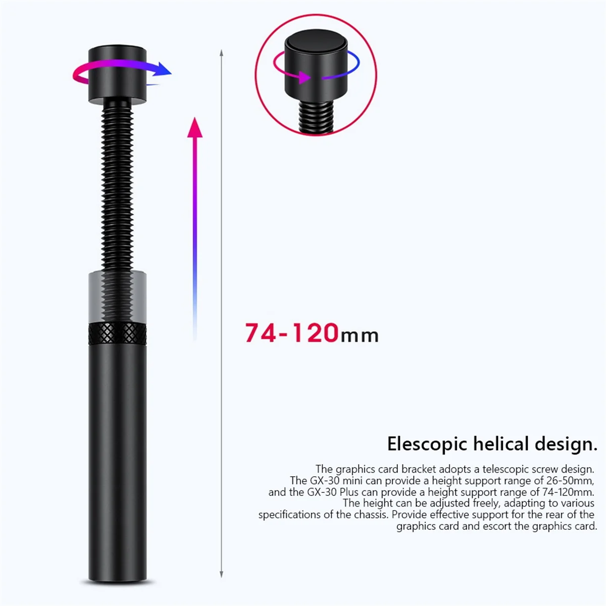 Graphics Card GPU Holder Support Adjustable Telescopic Rotary Screw Aluminum Alloy Video Card Sag Bracket Desktop(Plus)