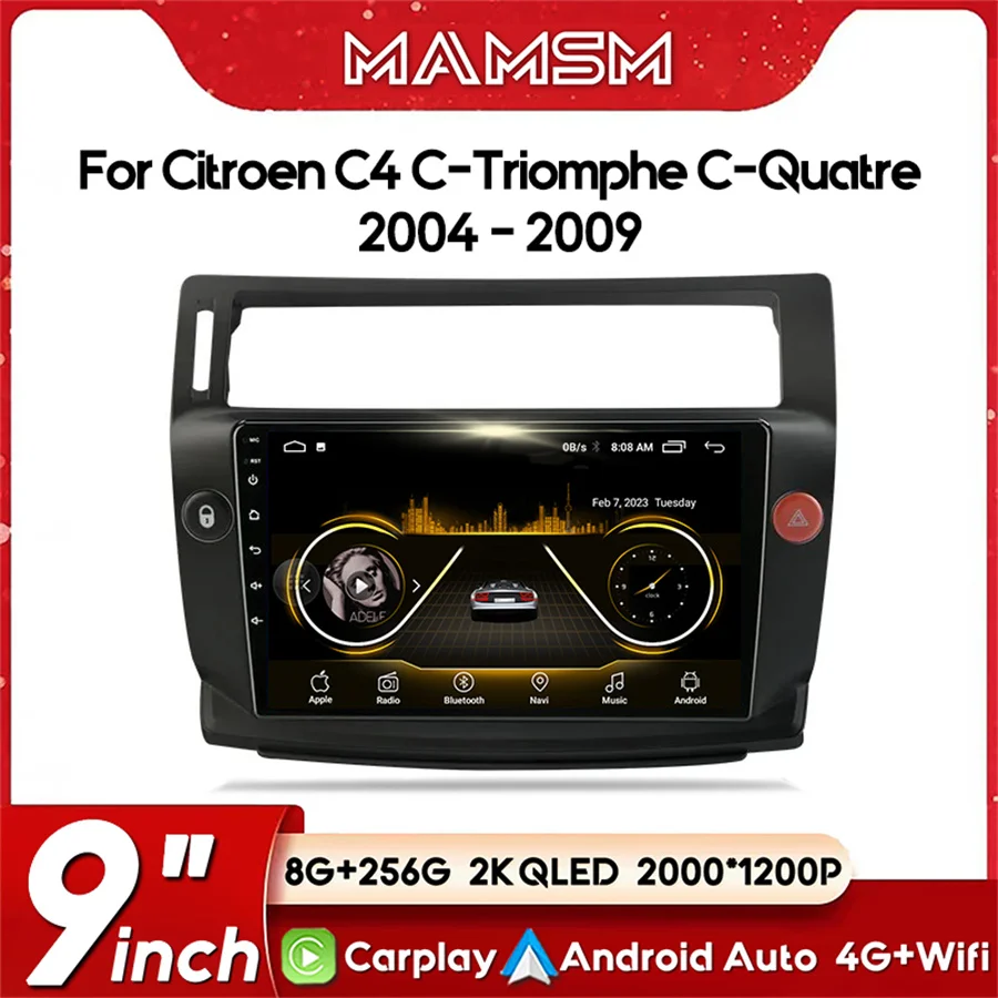 Car Radio For Citroen C4 LA LC C-Triomphe C-Quatre 2004-2014  Multimedia Video Player AI Voice GPS Carplay Auto stereo Android