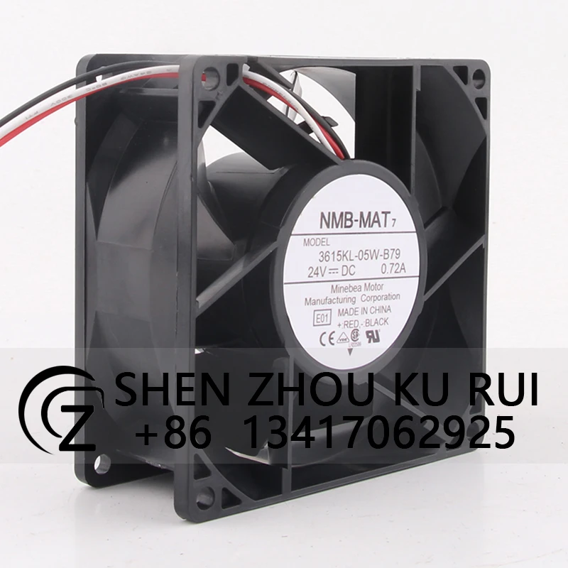 3615KL-05W-B79 Case Fan Dual Ball Bearing for NMB DC24V 0.72A 90X90X38MM 9CM 9038 3-wire ABB Inverter Cooling Fan