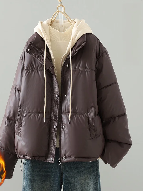 Warm Hooded Pu Leat…