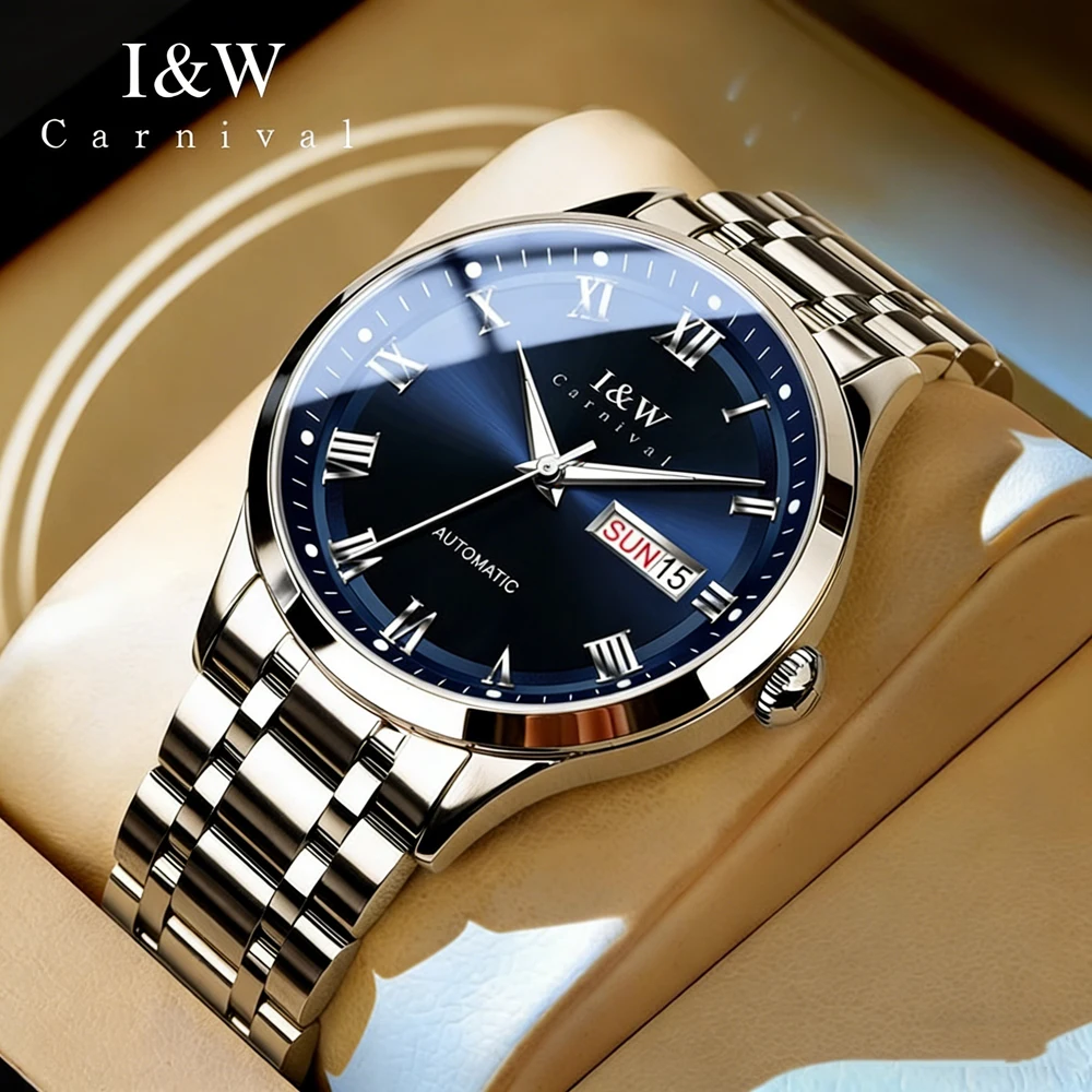 Carnival Brand High-end Imported Movement Mechanical Watch Men Waterproof Luxury Sapphire Automatic Calendar Wrist Watches Mens