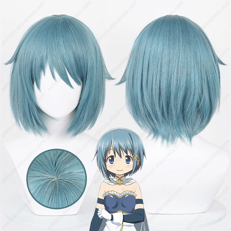 Anime Miki Sayaka Cosplay Wig 30cm Blue Gray Short Hair Heat Resistant Synthetic Wigs