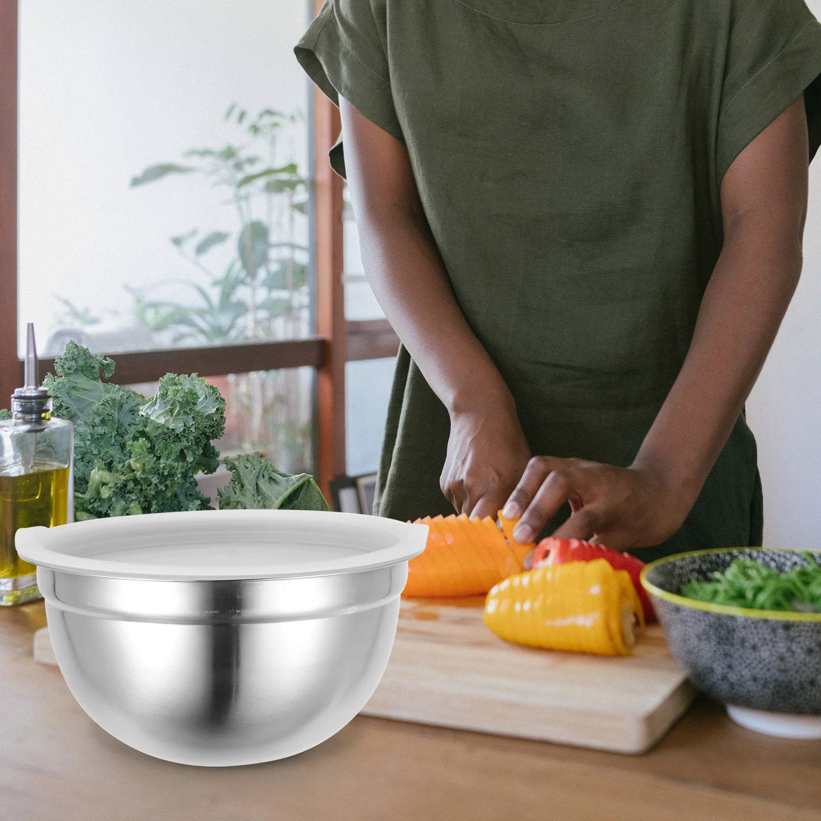 Cuenco para mezclar de acero inoxidable, cocina, ensalada, sopa, huevo, masa, cuenco de Metal resistente para uso doméstico en la cocina