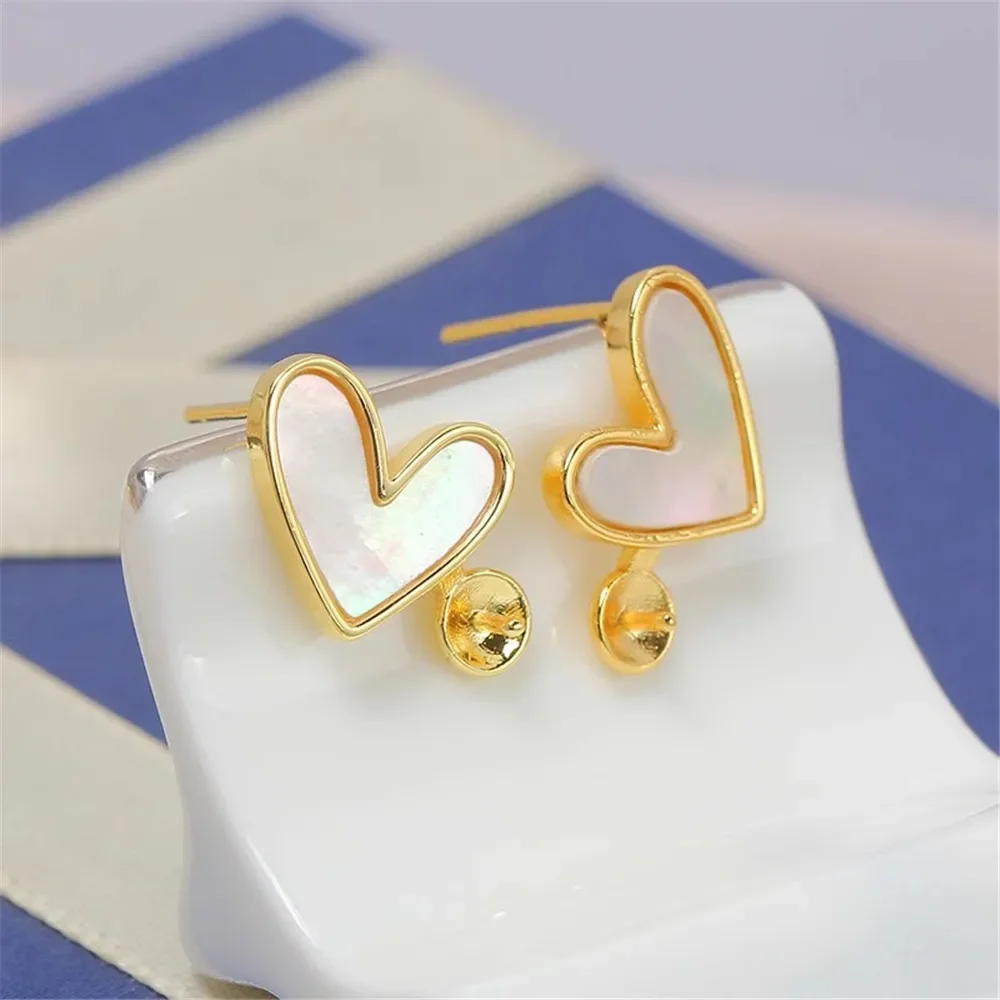 Gold Plated Pearl Earring Settings, DIY Jewelry Making Supplies, Blank Ear Stud Bases for Handmade Accessories, 1pair No Pearl